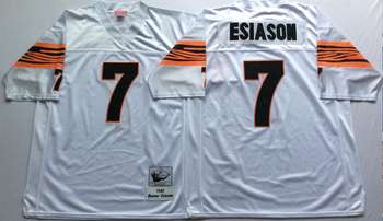 cincinatti bengals White #7 ESIASON Mitchell & Ness Football Jersey Retro men women youth size S-6XL