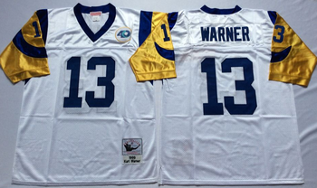 san louis rams White #13 WARNER Mitchell & Ness Football Jersey Retro men women youth size S-6XL