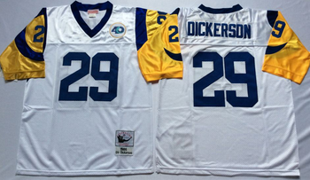san louis rams White #29 DICKERSON Mitchell & Ness Football Jersey Retro men women youth size S-6XL