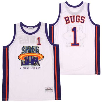 #1 BUGS SPACE JAM NEW LEGACY WHITE BASKETBALL JERSEY MEN WOMEN YOUTH S-6XL SIZE