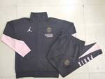 2024-25 Long zipper Jordan Paris Black -Parismen Soccer training uniform  youth size S-3XL