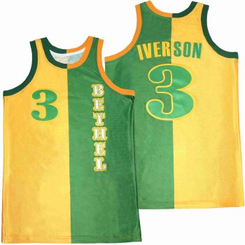 3# IVERSON COLOR-SPLIT STYLE 1A BASKETBALL JERSEY MEN WOMEN YOUTH S-6XL SIZE