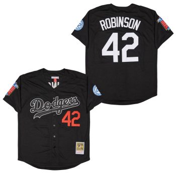 #42 Jackie Robinson Los Angeles  Dodgers baseball jersey Mitchell & Ness black version men women youth size S-6XL