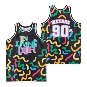 90# IN LIVING COLOR WAYANS BASKETBALL JERSEY black2 MEN WOMEN YOUTH S-6XL SIZE