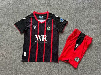 Children's wear 24-25 Blackburn away black Red stripe customize name and number