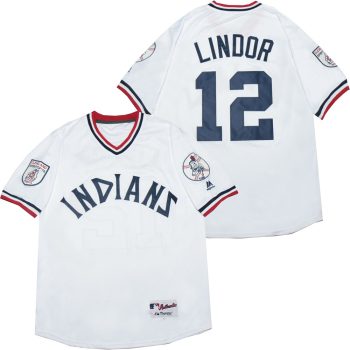 Francisco Lindor Cleveland Indians Jersey Majestic white men women youth size S-6XL