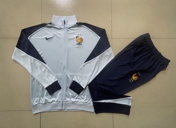 2024-25 French light grey. -France Soccer training uniform  youth size S-3XL