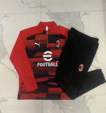 2024-25 Half Zip AC Milan Red Inkjet (Player version) -AC Milan Soccer training uniform  youth size S-3XL