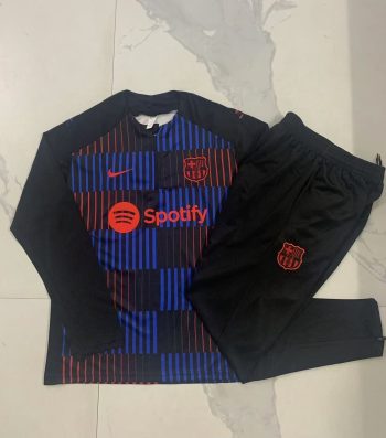 2024-25 Half zip Basset Black (vertical ink jet) -Barcelona Soccer training uniform  youth size S-3XL