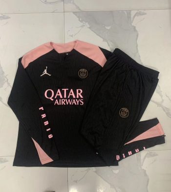 2024-25 Half zip Jordan Paris Black Player Version (shoulder pink) -Paris Soccer training uniform  youth size S-3XL