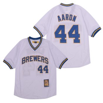 Hank Aaron Milwaukee Brewers Jersey Mitchell & Ness white men women youth size S-6XL