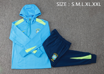 2024-25 Hat Brazil sky Blue -Brazil Soccer training uniform youth size S-3XL