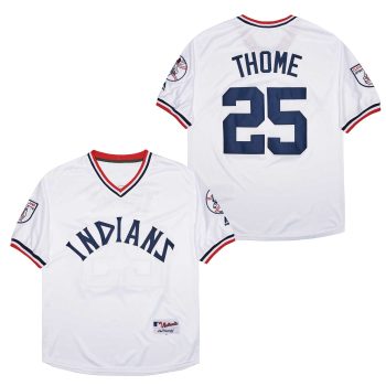 Jim Thome Cleveland Indians Jersey Majestic white retro men women youth size S-6XL