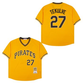 Kent Tekulve Pittsburgh Pirates Jersey Mitchell & Ness yellow men women youth size S-6XL