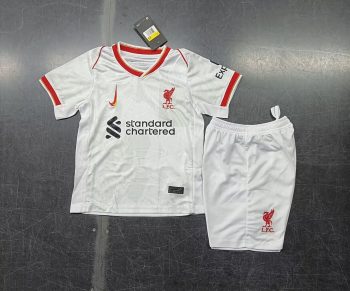 Kids wear 24-25 Liverpool away white customize name and number