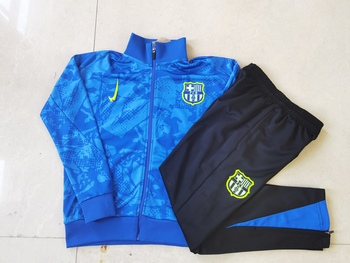 2024-25 Long zipper Basset Blue Ink jet --Barcelona Soccer training uniform youth size S-3XL