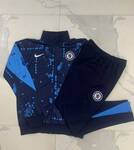2024-25 Long zipper Chelsea Sapphire Ink Jet -Chelsea Soccer training uniform youth size S-3XL