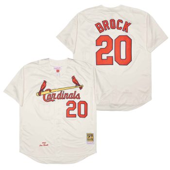 Lou Brock St. Louis Cardinals Jersey Mitchell & Ness cream men women youth size S-6XL