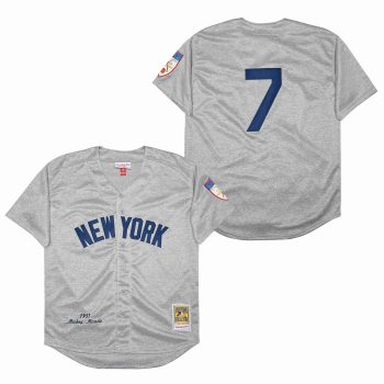 Mickey Mantle New York Yankees Jersey  Mitchell & Ness grey men women youth size S-6XL