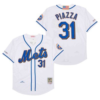 Mike Piazza New York Mets Jersey Mitchell & Ness white retro men women youth size S-6XL