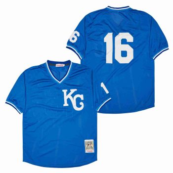 Mitchell & Ness #16 Bo Jackson Kansas City Royals retro blue men women youth size S-6XL