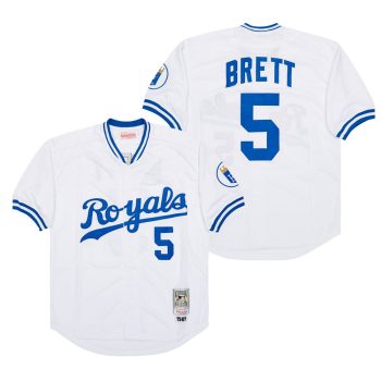 Mitchell & Ness #5 George Brett Kansas City Royals retro white men women youth size S-6XL