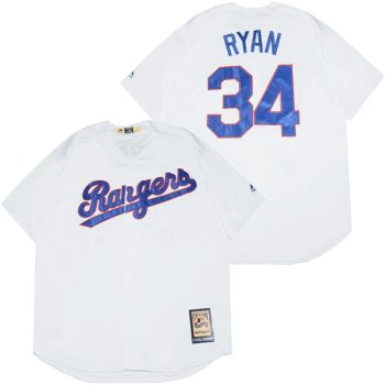 Nolan Ryan Texas Rangers Jersey Mitchell & Ness white retro men women youth size S-6XL