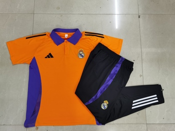 2024-25 POLO Real Madrid Orange -Real Madrid Soccer training uniform youth size S-3XL