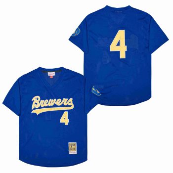 Paul Molitor Milwaukee Brewers Jersey Mitchell & Ness blue men women youth size S-6XL