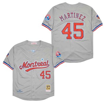 Pedro Martinez Montreal Expos Jersey grey Mitchell & Ness men women youth size S-6XL