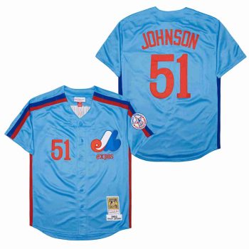 Randy Johnson Montreal Expos jersey Mitchell & Ness blue men women youth size S-6XL