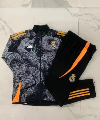 2024-25 Real Madrid Black (inkjet Dragon) -Real Madrid Soccer training uniform youth size S-3XL