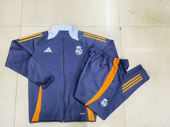 2024-25 Real Madrid Bolan (collar Blue) -Real Madrid Soccer training uniform youth size S-3XL
