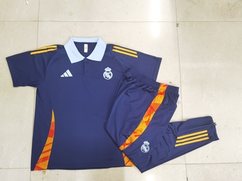 2024-25 Real Madrid Bolan (light blue collar) -Real Madrid Soccer training uniform youth size S-3XL