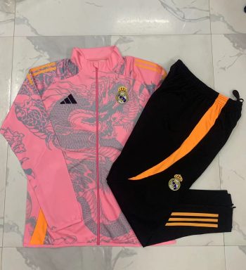 2024-25 Real Madrid Pink (inkjet Dragon) -Real Madrid Soccer training uniform youth size S-3XL