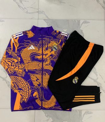 2024-25 Real Madrid Purple (Inkjet Dragon) -Real Madrid Soccer training uniform youth size S-3XL