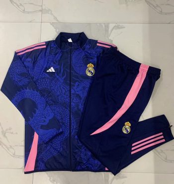 2024-25 Real Madrid Royal Blue (inkjet Dragon) -Real Madrid Soccer training uniform youth size S-3XL