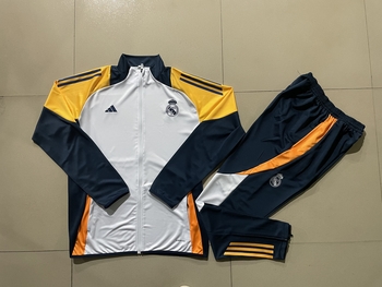 2024-25 Real Madrid White (yellow on shoulders) -Real Madrid Soccer training uniform youth size S-3XL
