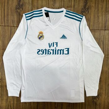 Retro 17-18 Real Madrid home long sleeve Custom name and number