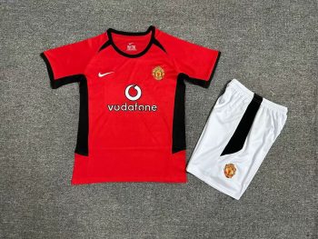 Retro children's wear Manchester United 02-04 home customize name and number