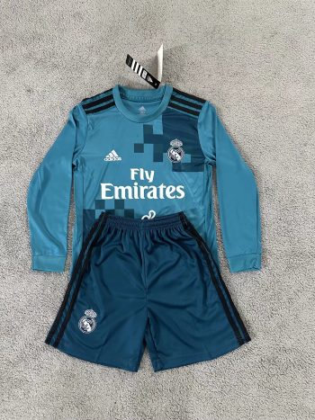 Retro children's wear Real Madrid 17-18 long sleeve away customize name and number