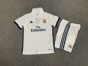 Retro kids wear Real Madrid 16-17 home customize name and number