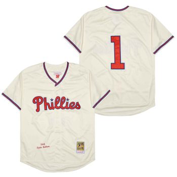 Richie Ashburn Philadelphia Phillies Mitchell & Ness Cooperstown Collection 1948 baseball Jersey - Cream men women youth size S-6XL