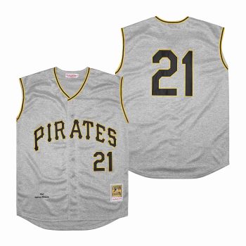 Roberto Clemente Pittsburgh Pirates Jersey Mitchell & Ness grey sleeveless men women youth size S-6XL