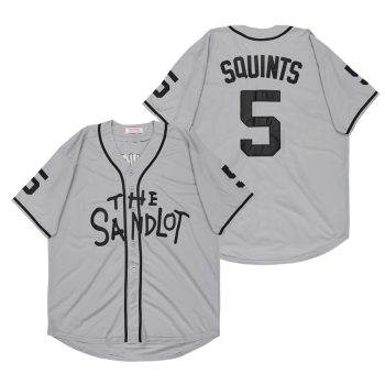 Sandlot Baseball Jersey SQUINTS #5 Gray Stitched men women youth size S-6XL