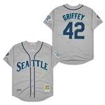 Seattle Mariners Ken Griffey Jr #42 Mitchell Ness Gray 1997 MLB Authentic Jersey