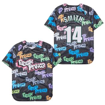 THE FRESH #14 PRINCE OF BEL-AIR GRAFFITI BLACK BASEBALL JERSEY men women youth size S-6XL