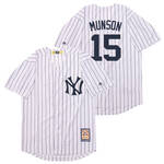 Thurman Munson New York Yankees Jersey pinstripes Mitchell & Ness white retro version men women youth size S-6XL