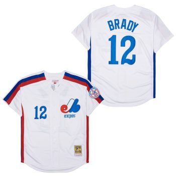 Tom Brady white Montreal Expos retro baseball Jersey men women youth size S-6XL