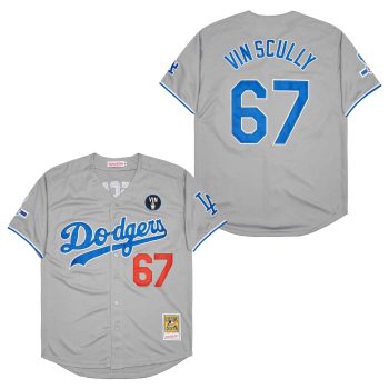 Vin Scully Los Angeles Dodgers Jersey Mitchell & Ness gray men women youth size S-6XL